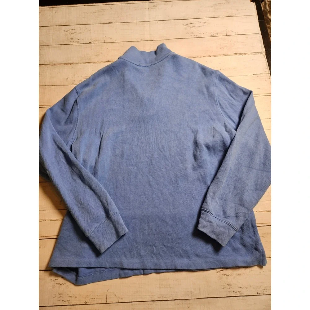 Polo Ralph Lauren Men XL Blue Cotton Quarter Zip Pullover Sweatshirt Yellow Pony